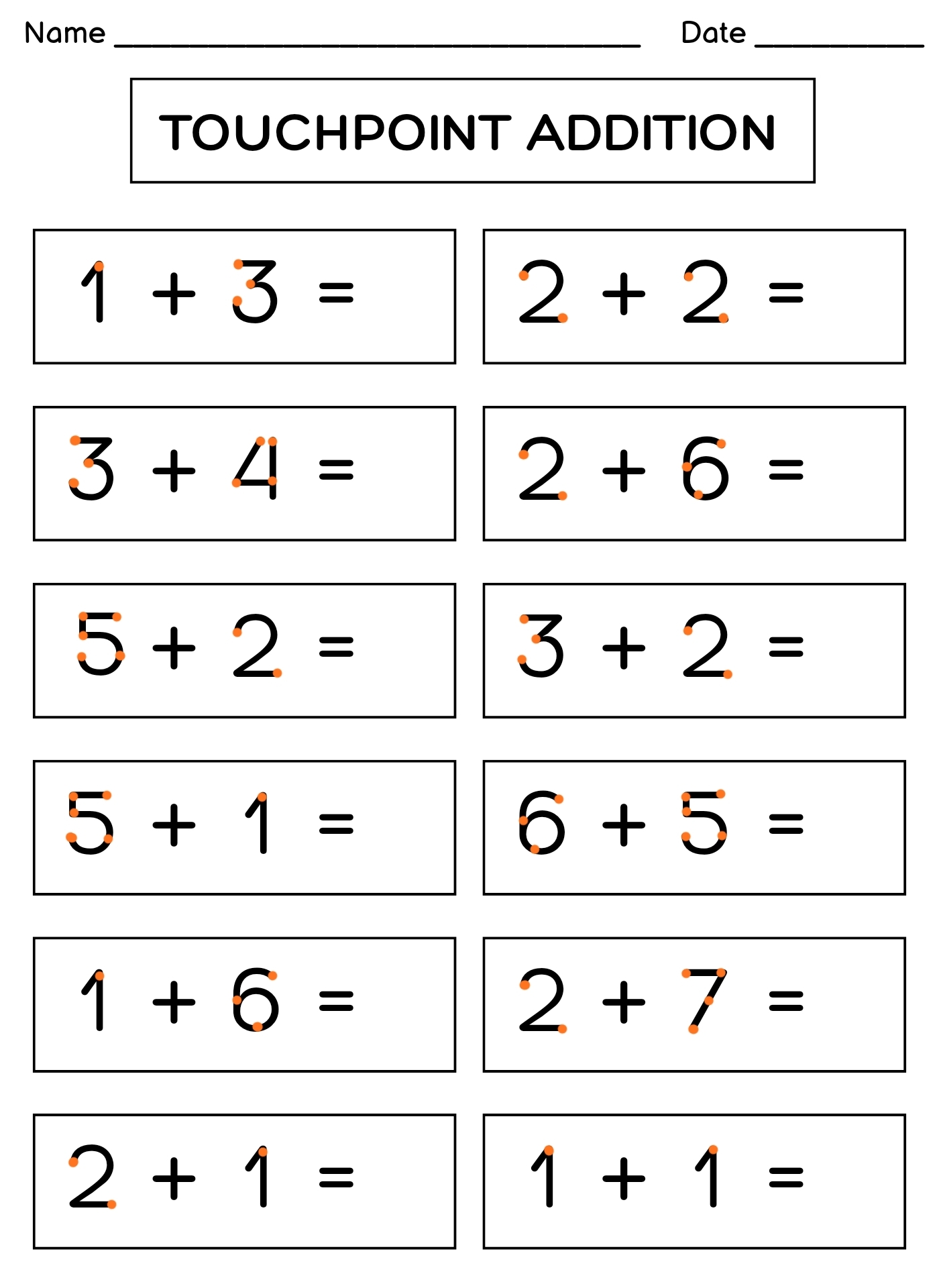 Printable Touch Point Math Worksheet