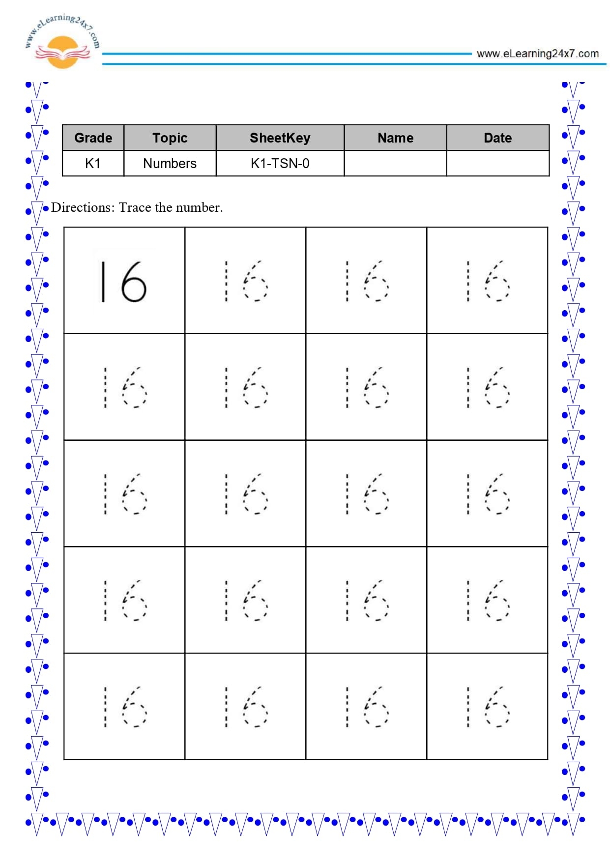 Number 16 Free Printable Worksheet Number 16 Free Printable Worksheet