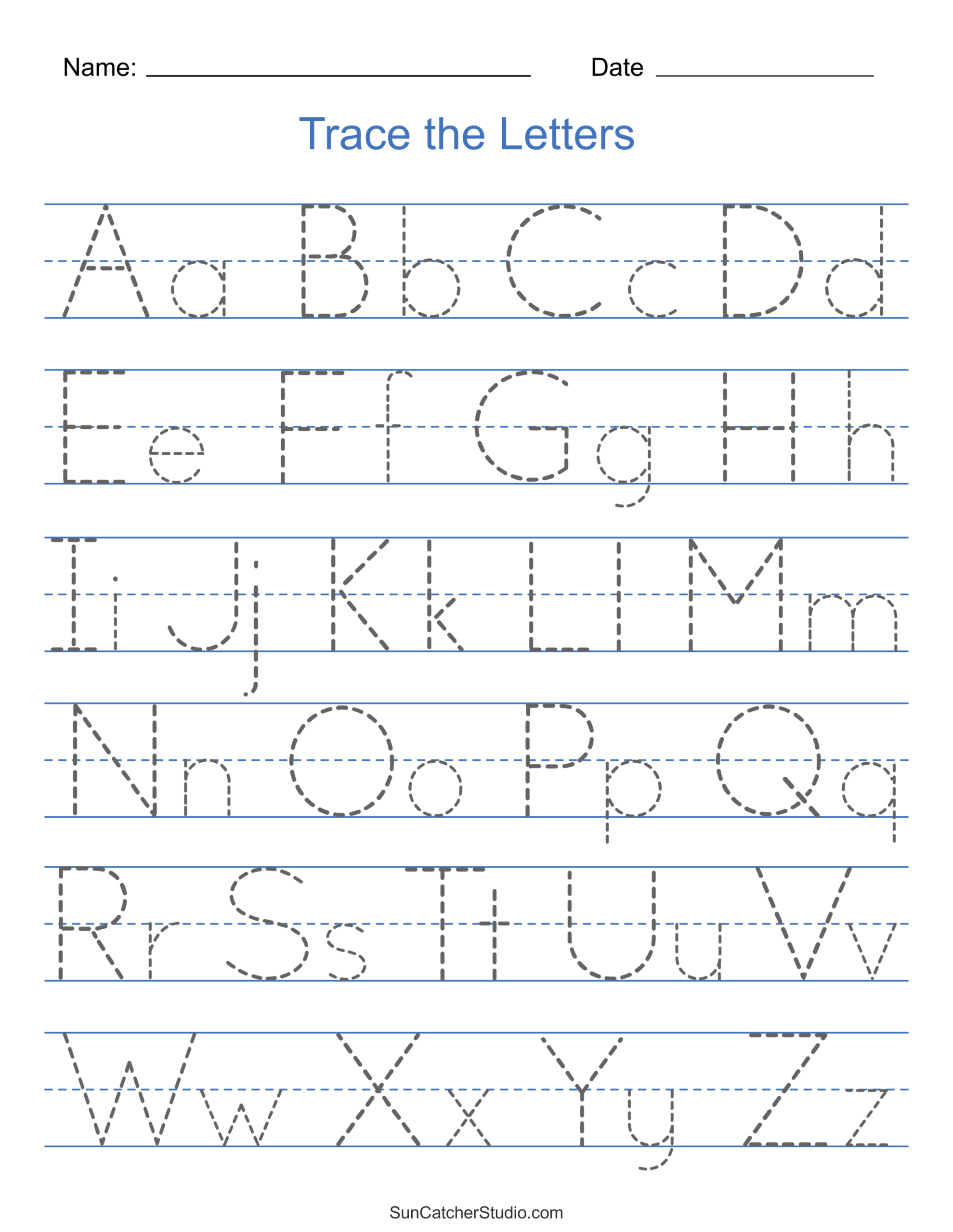 Tracing Alphabet Letters Printable Handwriting Worksheets Free 