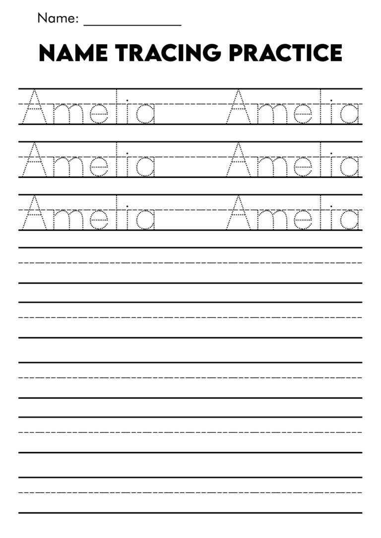 Tracing Name Worksheets 2025