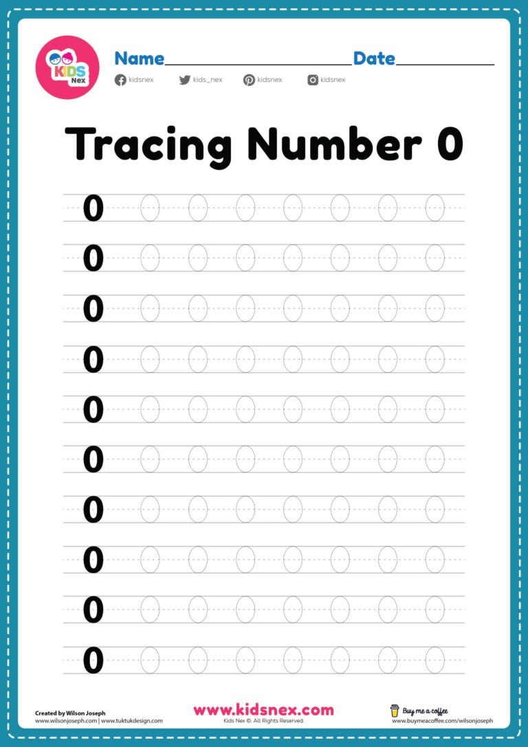 Tracing Number 0 Worksheet For Kindergarten Free PDF Printable