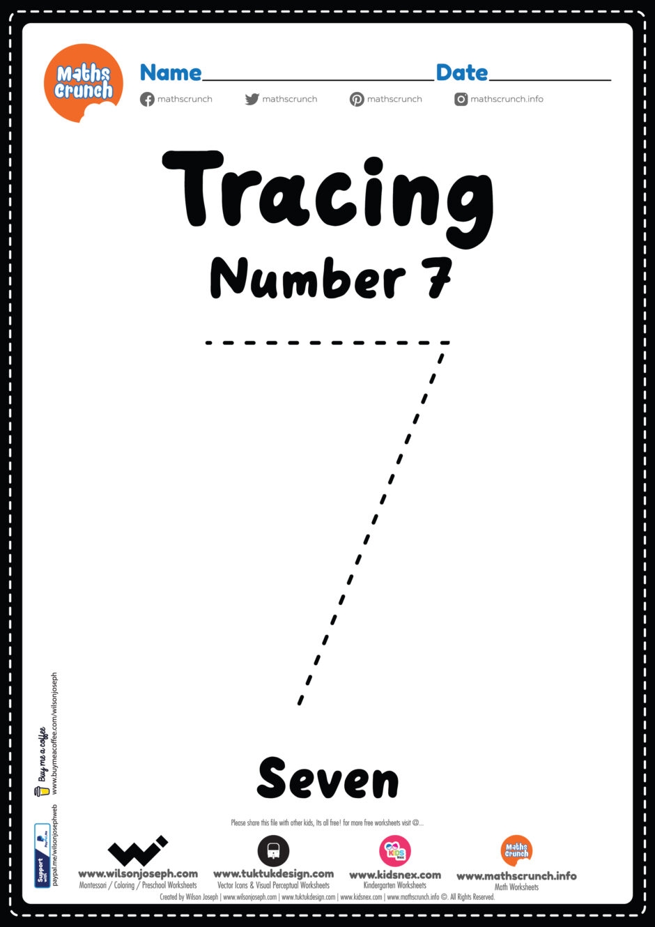 Tracing Number 7 Worksheet For Kids Free Printable PDF Tracing Number 7 Worksheet For Kids Free Printable PDF