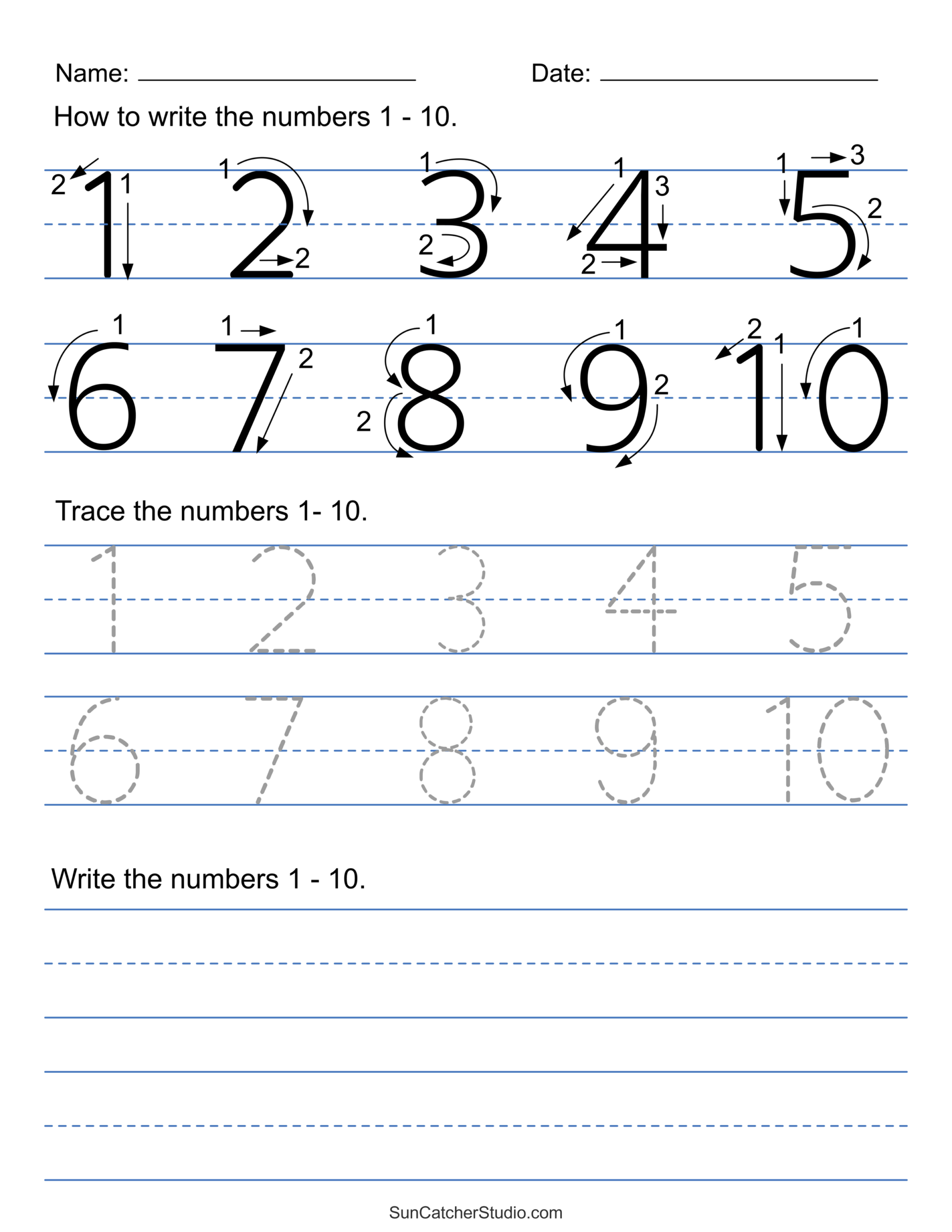 Writing Numbers Free Printable Worksheets