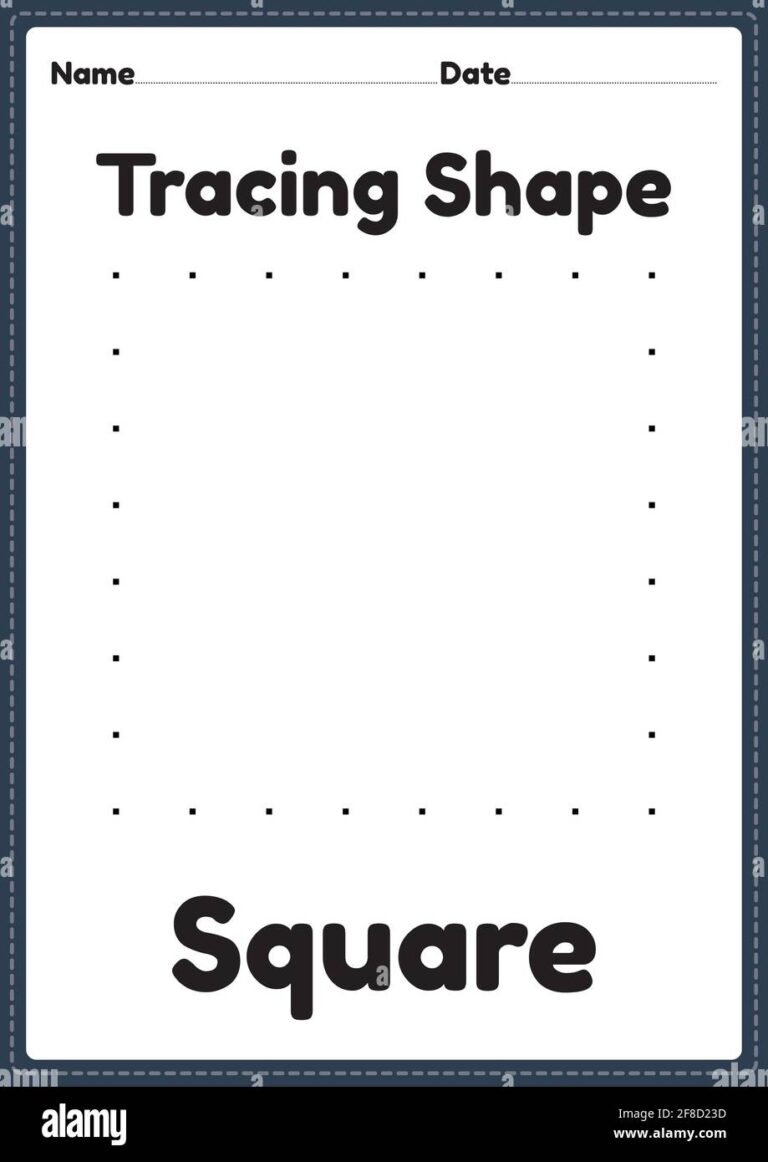 Tracing Square Shapes Worksheet For Kindergarten Hi res Stock 