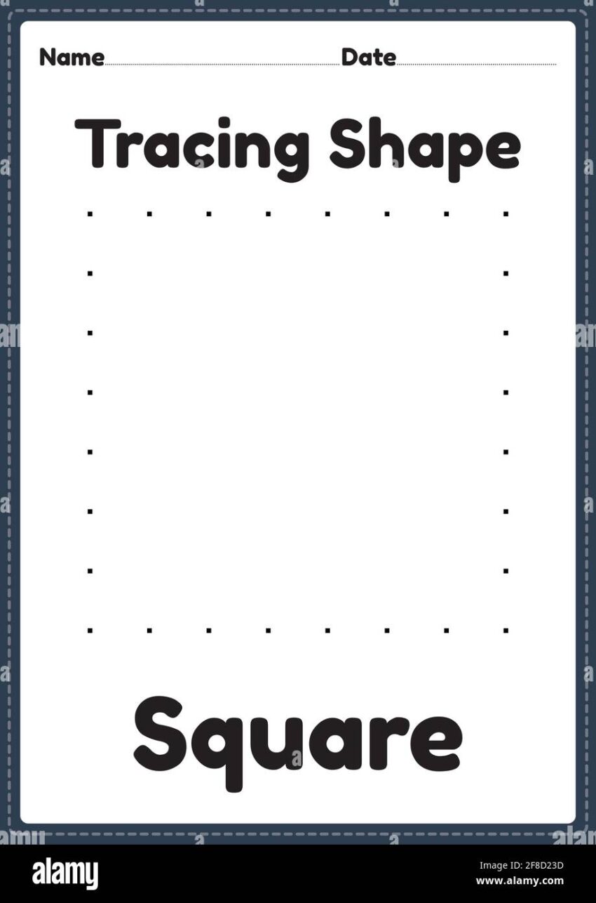 Tracing Square Shapes Worksheet For Kindergarten Hi res Stock