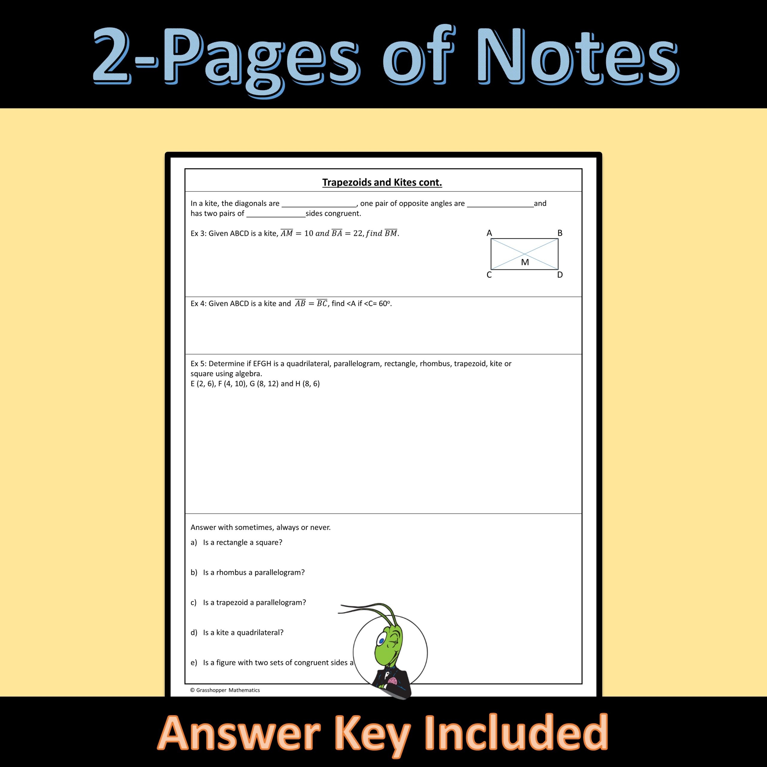 Trapezoid And Kites Properties Guided Notes Quadrilateral Polygon Geometry Made By Teachers Trapezoid And Kites Properties Guided Notes Quadrilateral Polygon Geometry Made By Teachers