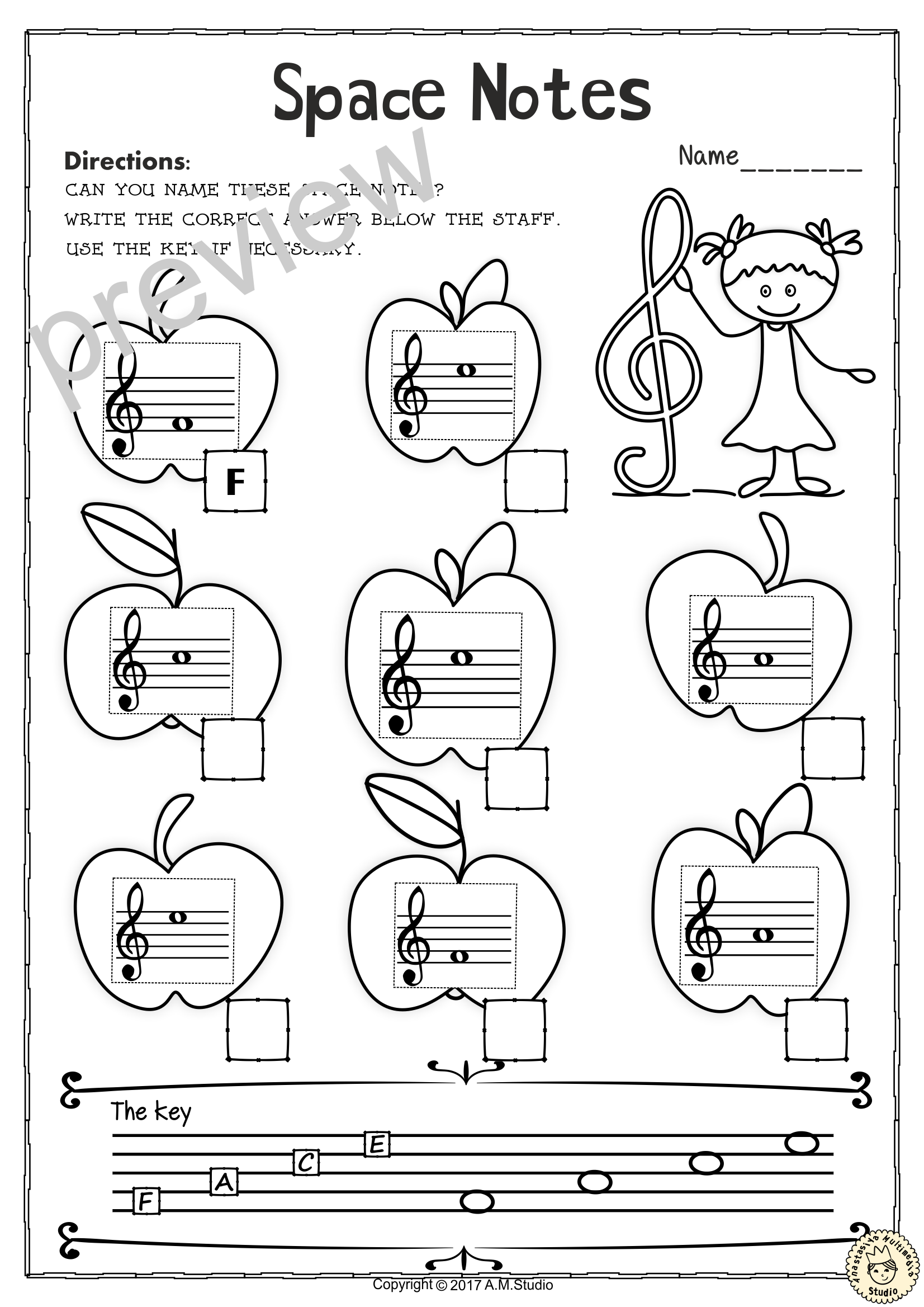 Note Name Worksheet Printable Note Name Worksheet Printable