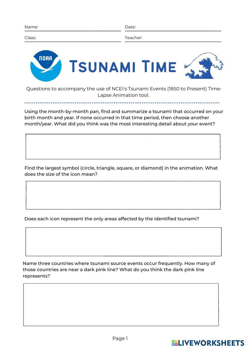 Printable Tsunami Worksheets Printable Tsunami Worksheets