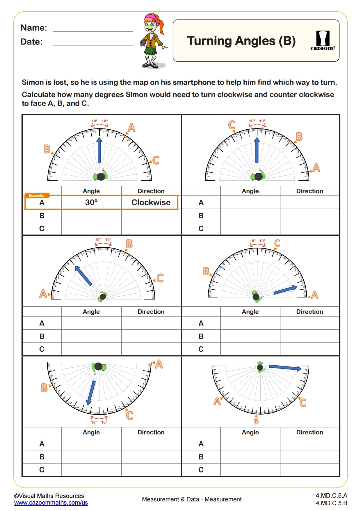 Turning Angles B Fun And Engaging 4th Grade PDF Worksheets Turning Angles B Fun And Engaging 4th Grade PDF Worksheets