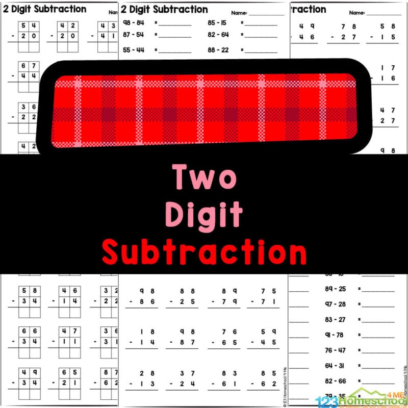 Two Digit Subtraction Worksheets Subtract 2 Digit Numbers No Regrouping