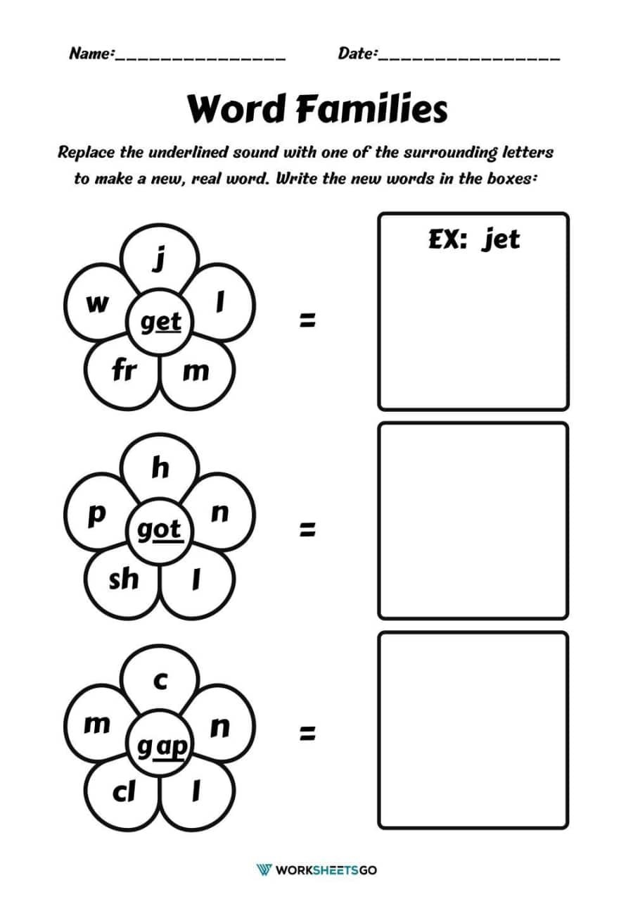 Two Letter Word Families Worksheets WorksheetsGO Two Letter Word Families Worksheets WorksheetsGO