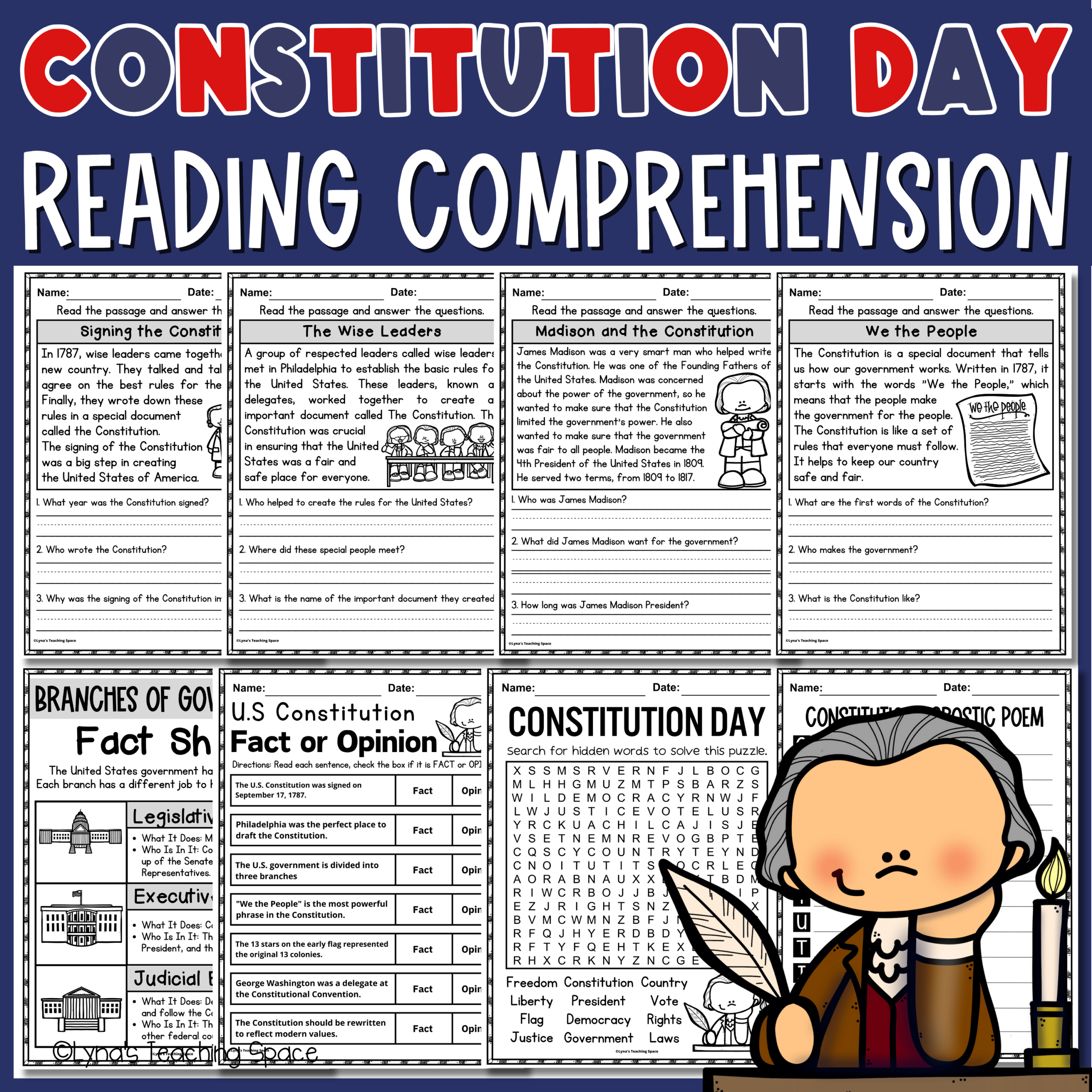 Reading Comprehension Worksheets Constitution Reading Comprehension Worksheets Constitution