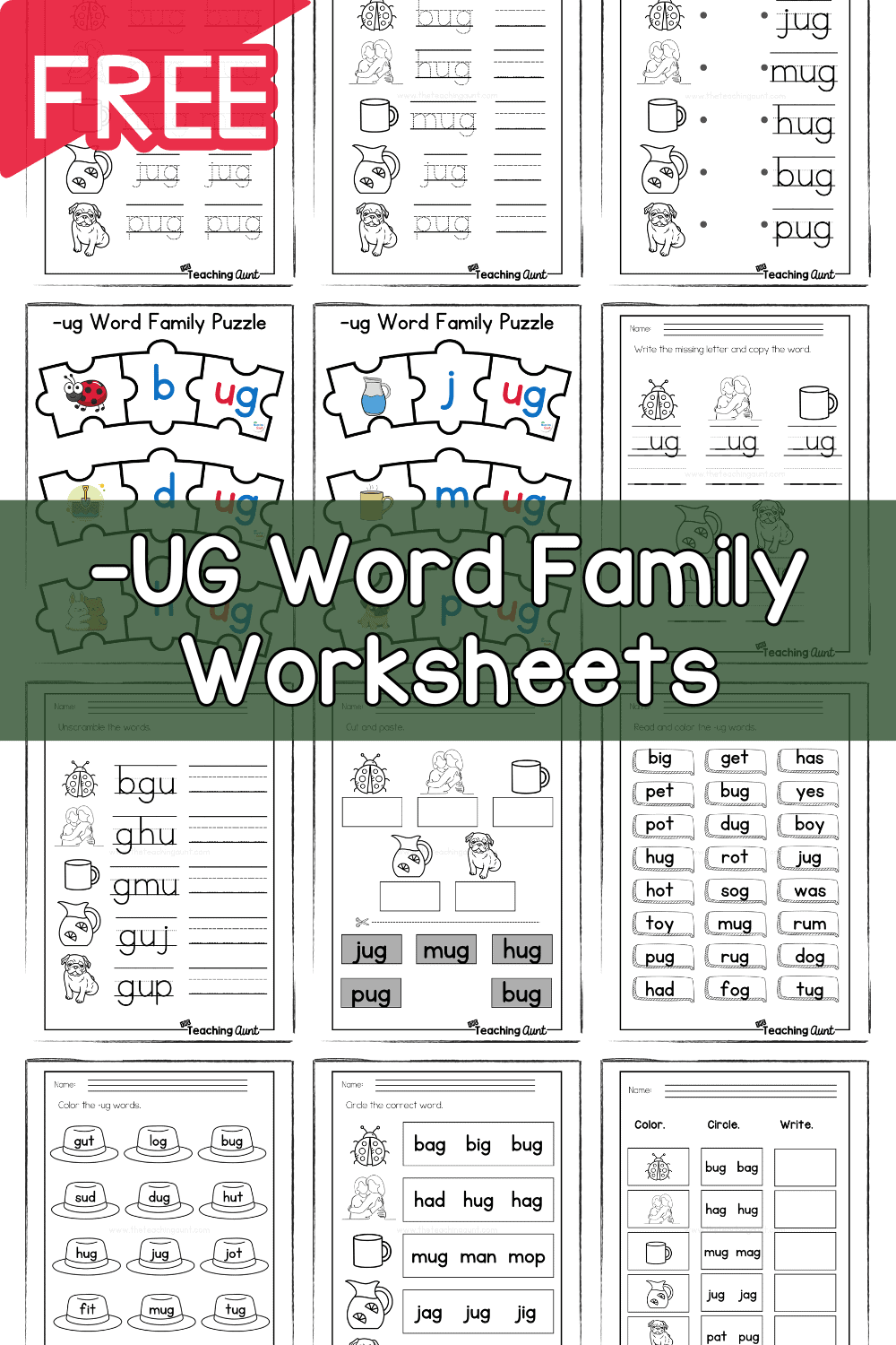 UG Word Family Worksheets The Teaching Aunt UG Word Family Worksheets The Teaching Aunt