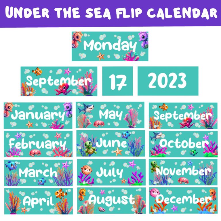Under The Sea Classroom Theme Classroom Flip Calendar Ocean Calendar 2024 Printable Calendar For Kids Ocean Classroom Decor Fish Theme Etsy Australia