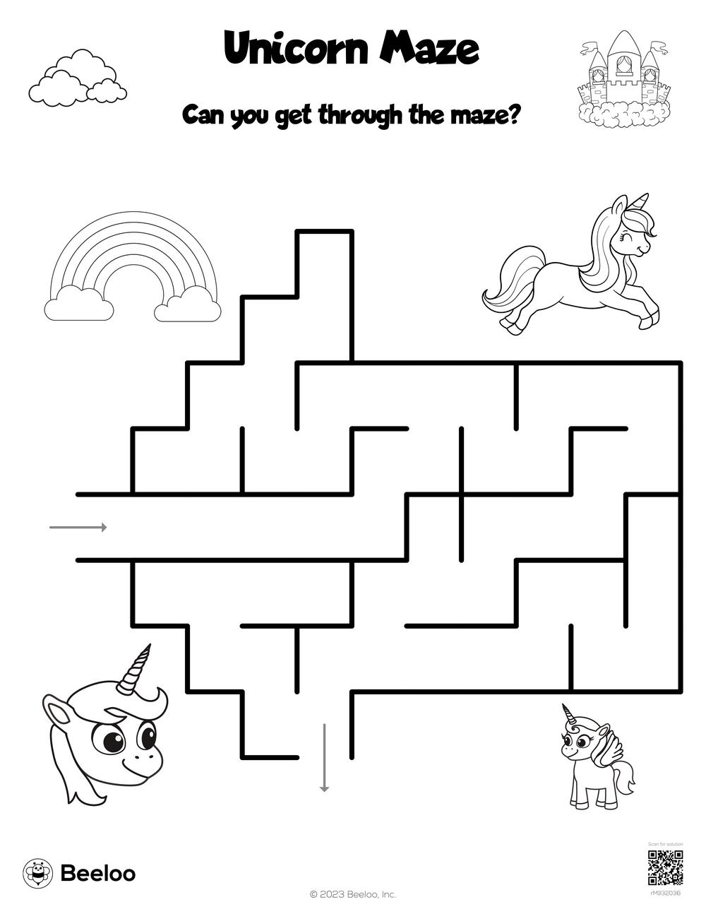 Unicorn Maze Beeloo Printable Crafts And Activities For Kids