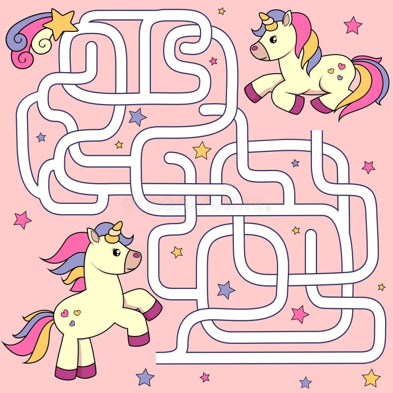 Printable Worksheet Maze Kindergarten Unicorn