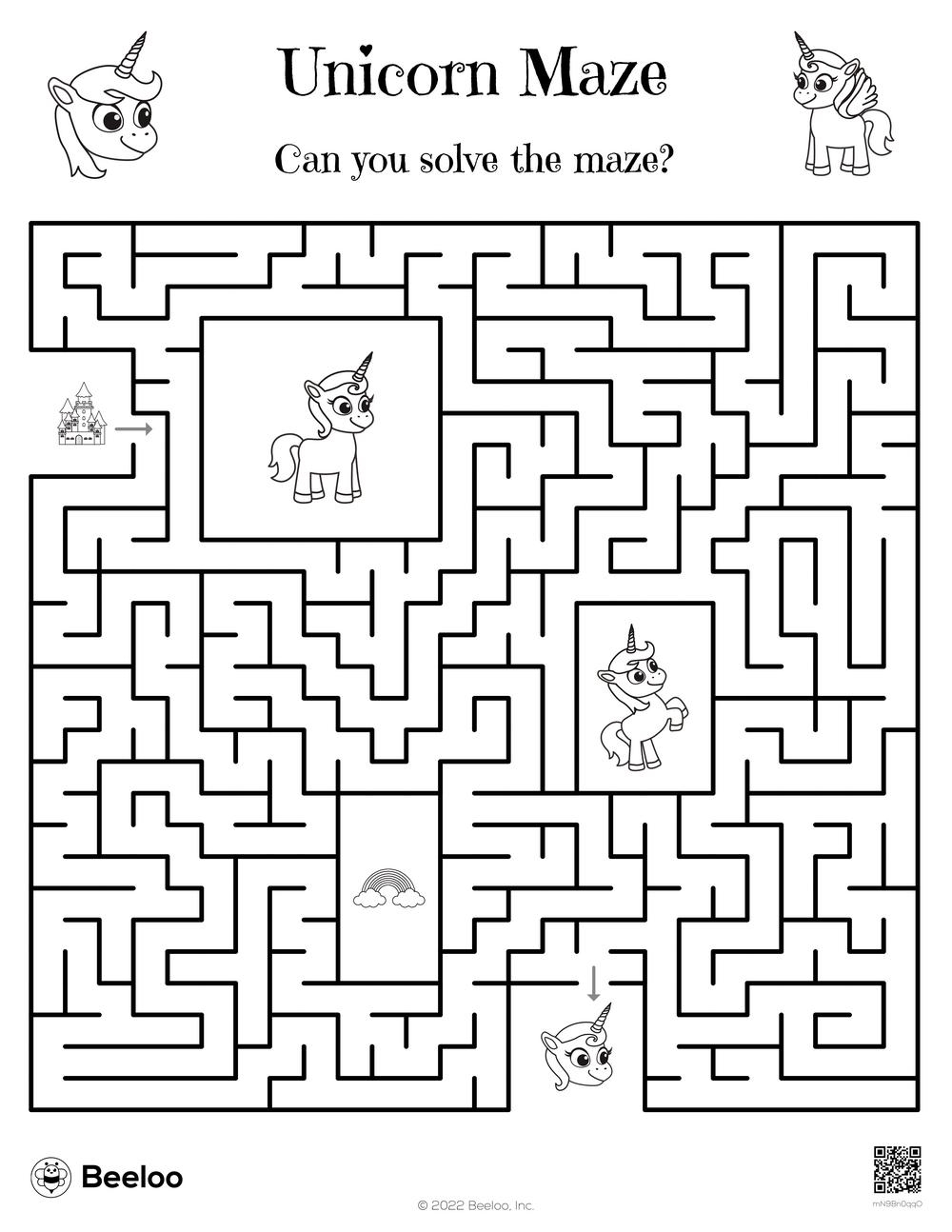 Unicorn themed Mazes Beeloo Printable Crafts And Activities For Kids