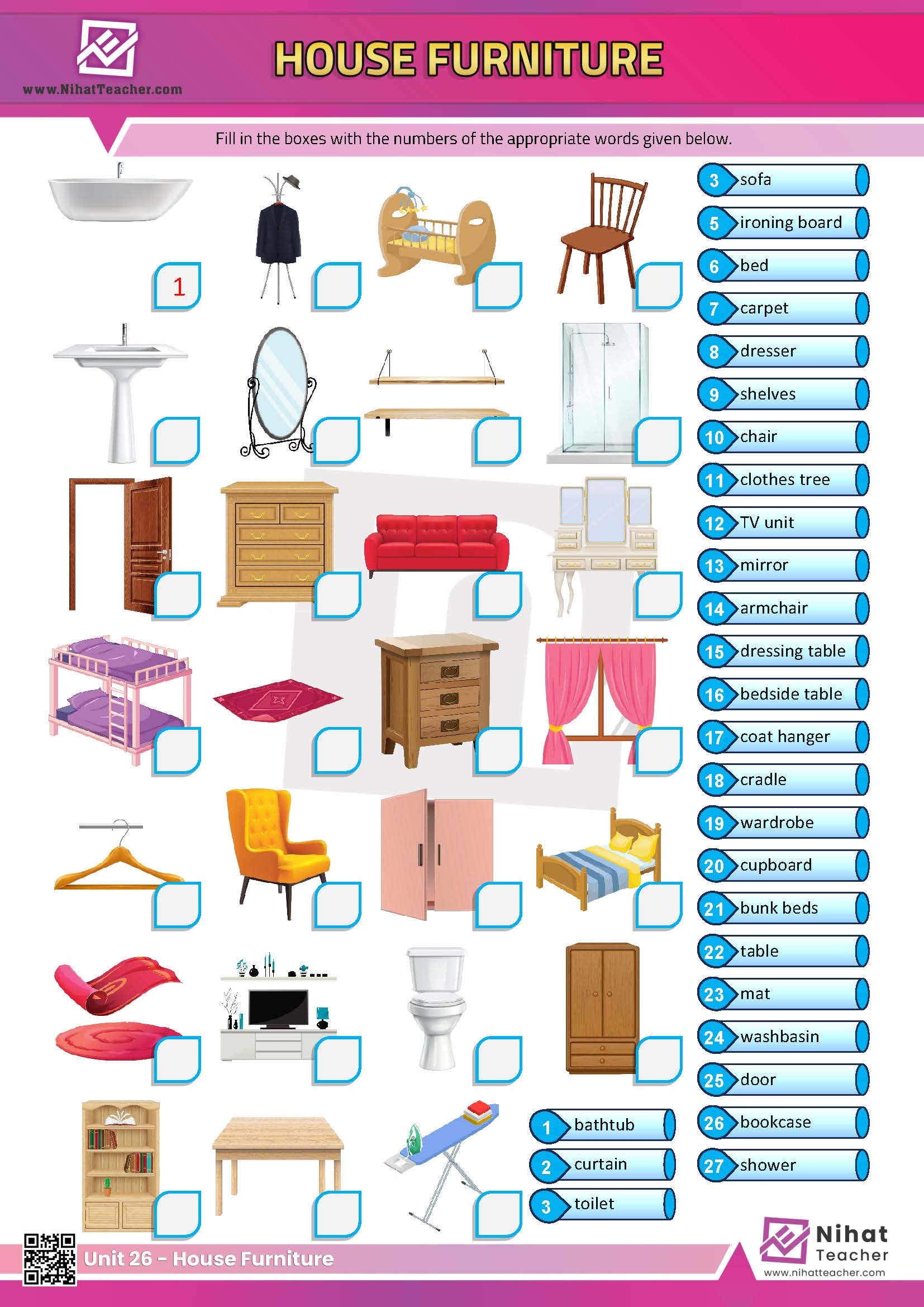 Unit 26 House Furniture Worksheet 1 Free English Learning And Unit 26 House Furniture Worksheet 1 Free English Learning And