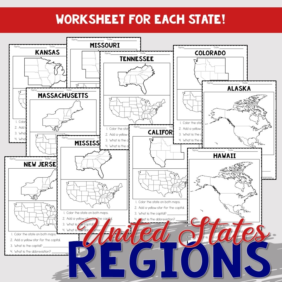 United States Regions Worksheets And Printables Homeschool Geography 4th 5th 6th Grade Calm Wave United States Regions Worksheets And Printables Homeschool Geography 4th 5th 6th Grade Calm Wave