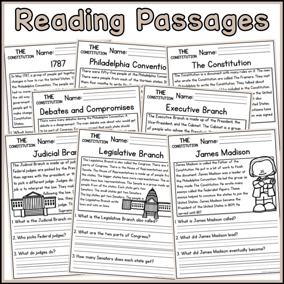 US Constitution Social Studies Reading Comprehension Passages K 2 Made By Teachers US Constitution Social Studies Reading Comprehension Passages K 2 Made By Teachers