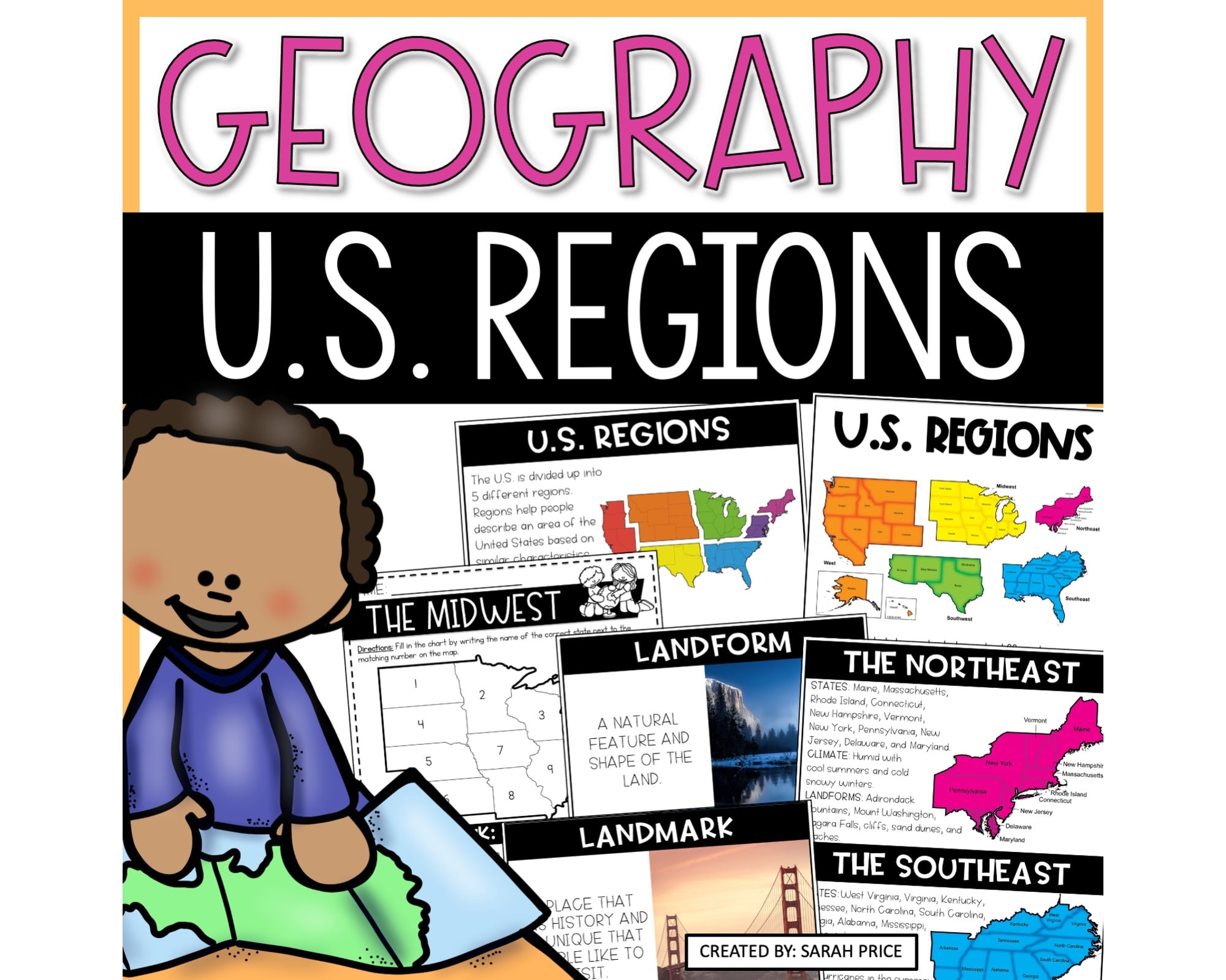US Geography Worksheets 5 Regions Of The United States Lessons And Activities Etsy