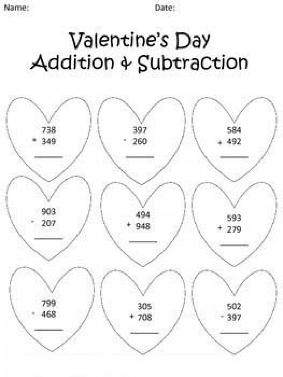 Valentine's Day Math Worksheets Valentine's Day Math Worksheets