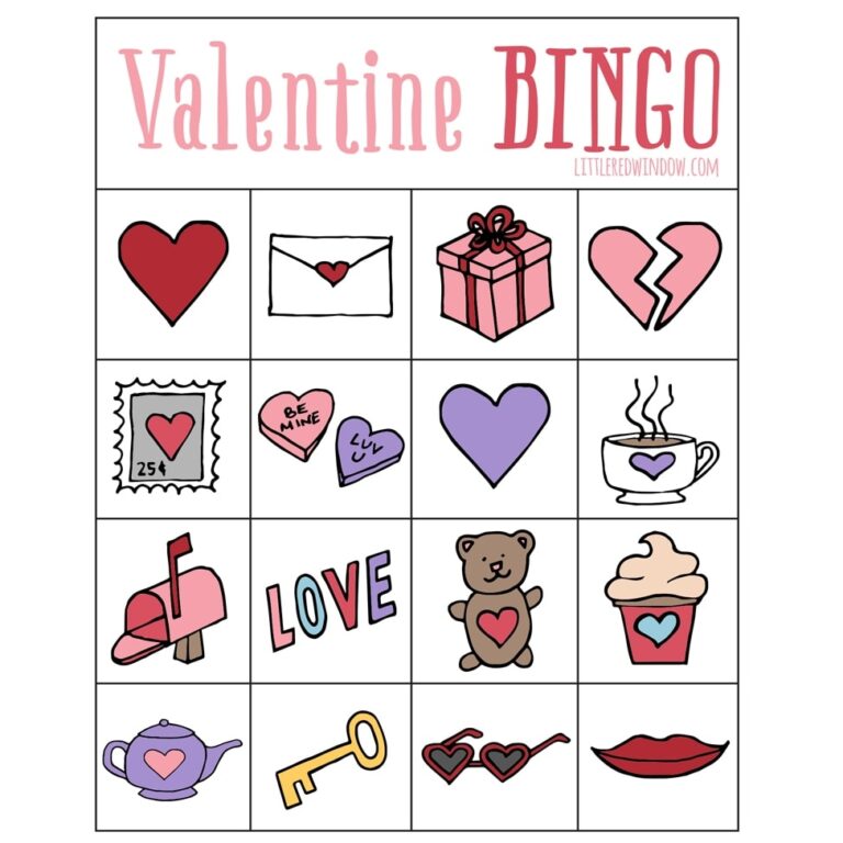Valentine s BINGO Free Printable Little Red Window