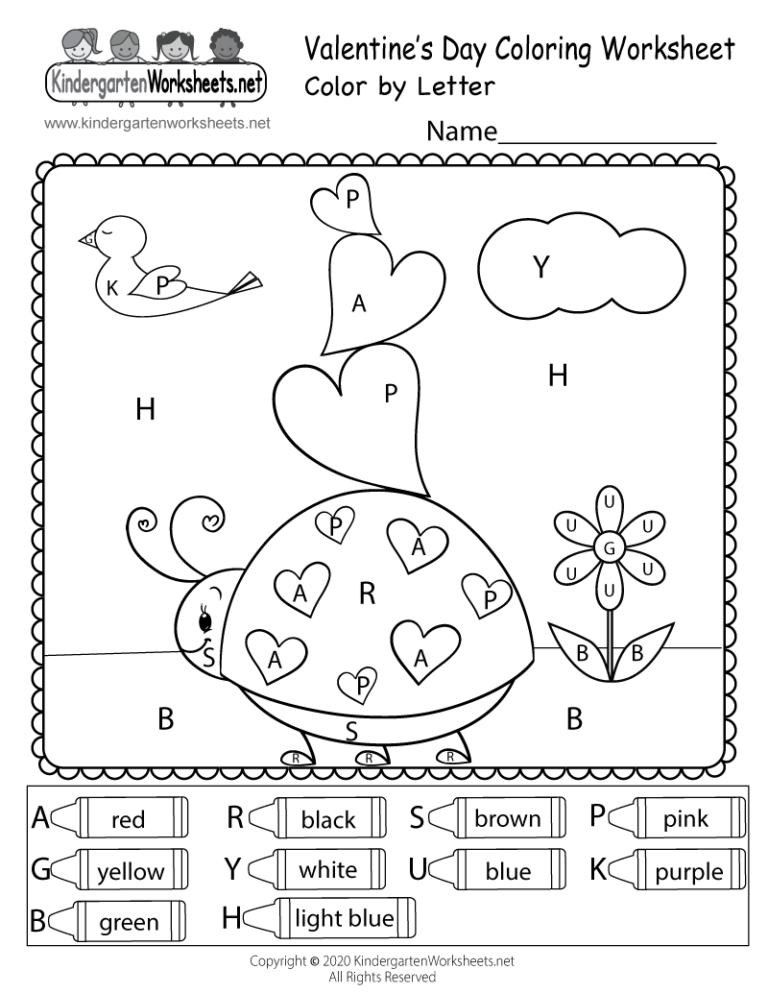 Valentine s Day Color By Letter Worksheet Free Printable Digital PDF