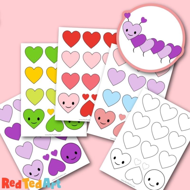 Valentine s Preschool Craft Heart Caterpillars Red Ted Art Valentine s Preschool Craft Heart Caterpillars Red Ted Art