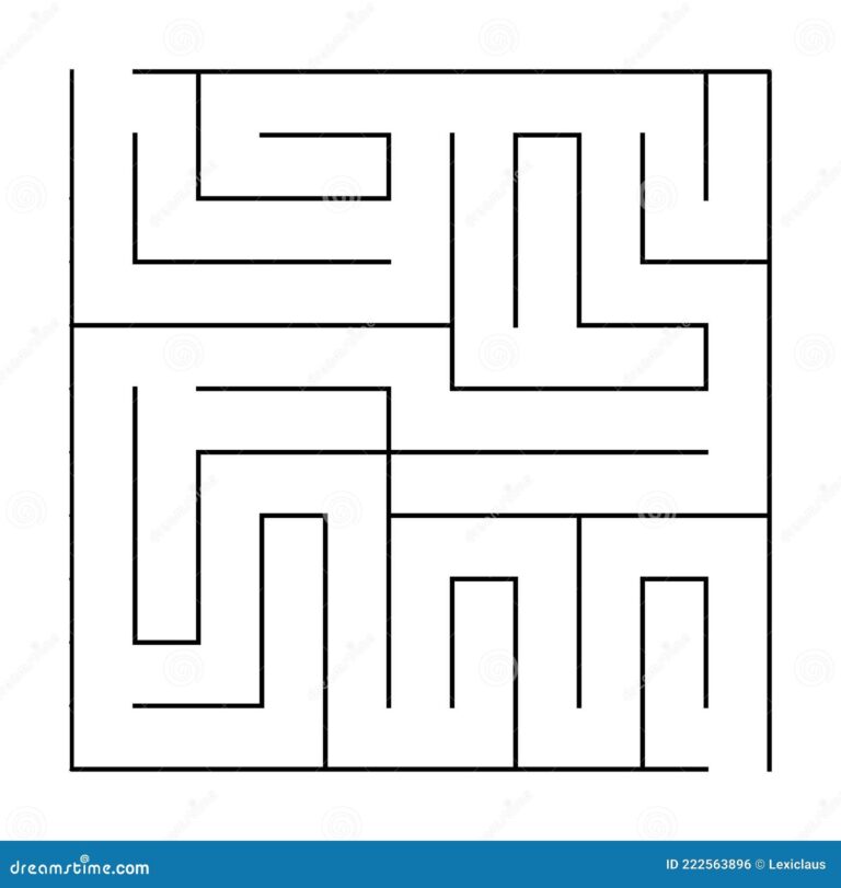 Vector Square Maze Template Blank Black And White Labyrinth Game 