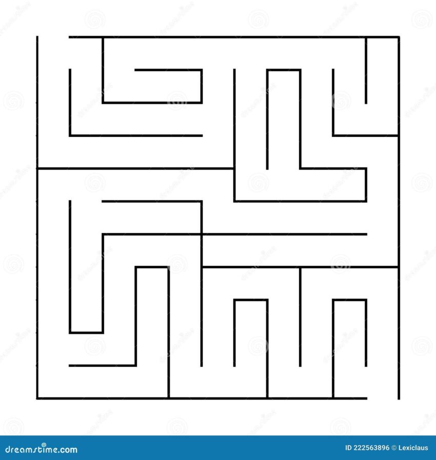 Vector Square Maze Template Blank Black And White Labyrinth Game
