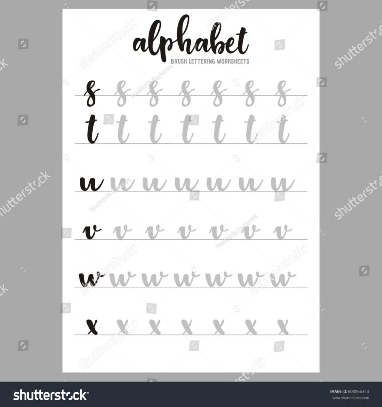 Vektor Stok Hand Lettering Practice Worksheets Learn Lettering Tanpa Royalti 608566343 Shutterstock