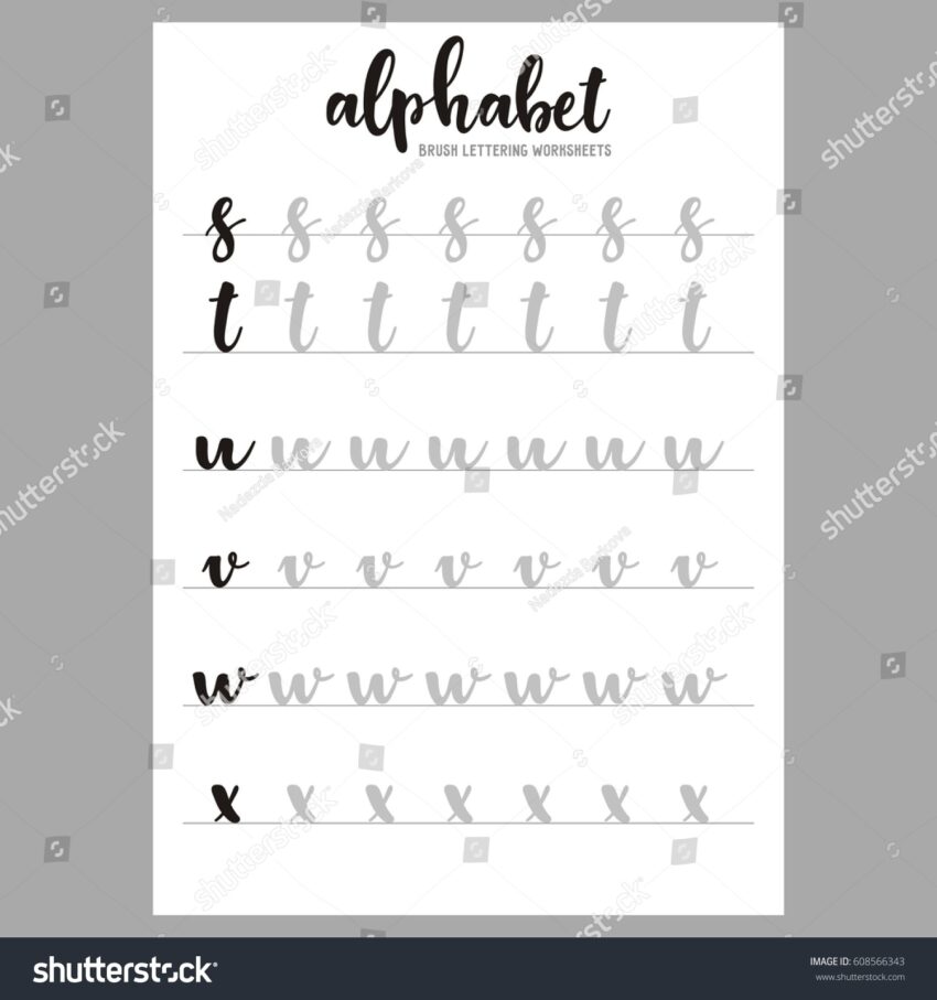 Vektor Stok Hand Lettering Practice Worksheets Learn Lettering Tanpa Royalti 608566343 Shutterstock