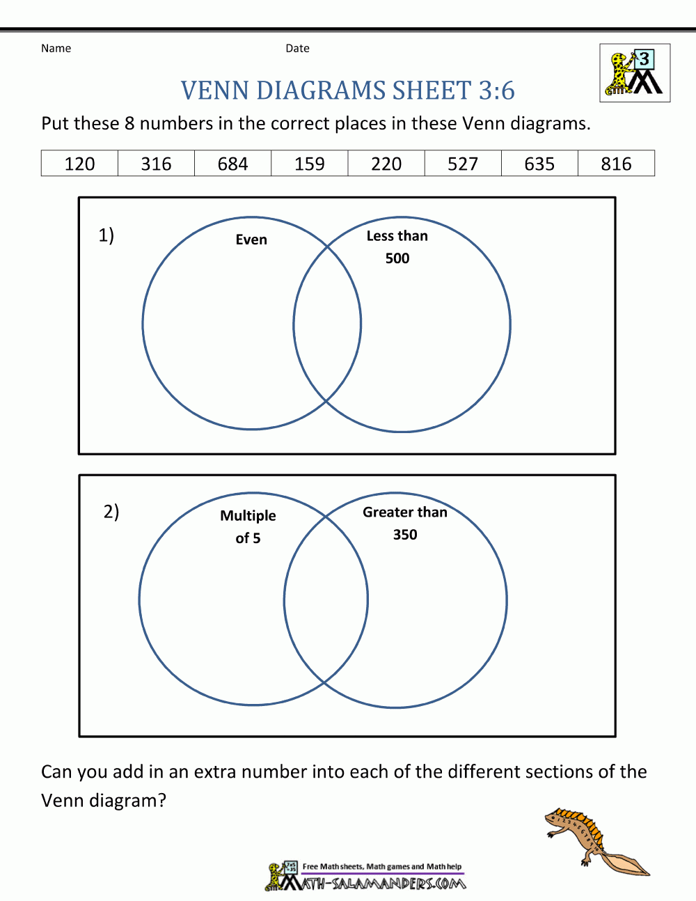 3 Way Venn Diagram Worksheet Printable