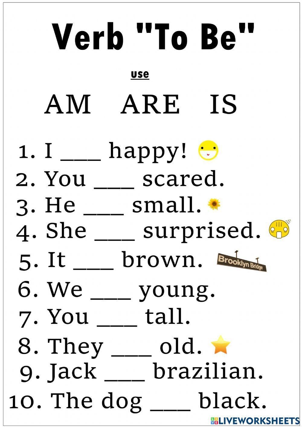 Verb Be Worksheets English Grammar Printables For Kids Worksheets Library
