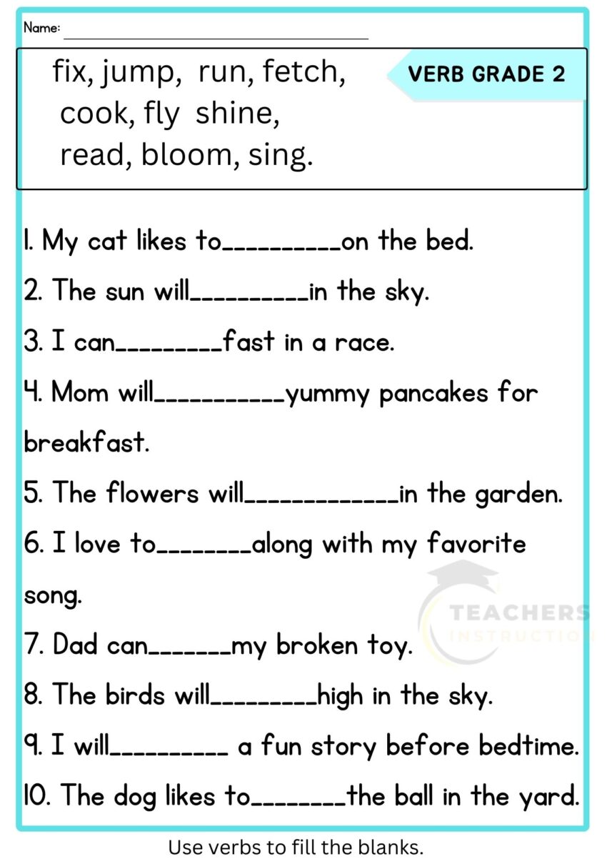 Verb Worksheets For Grade 2 Worksheets Library