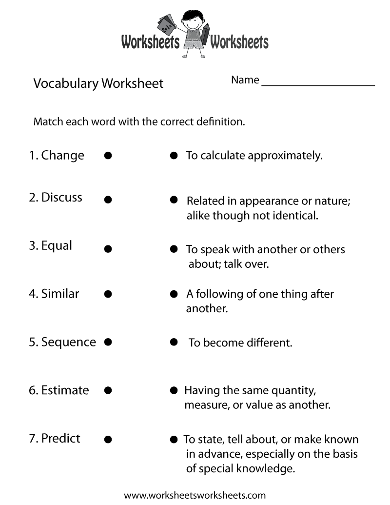 Vocabulary Building Worksheet Worksheets Worksheets Worksheets Library