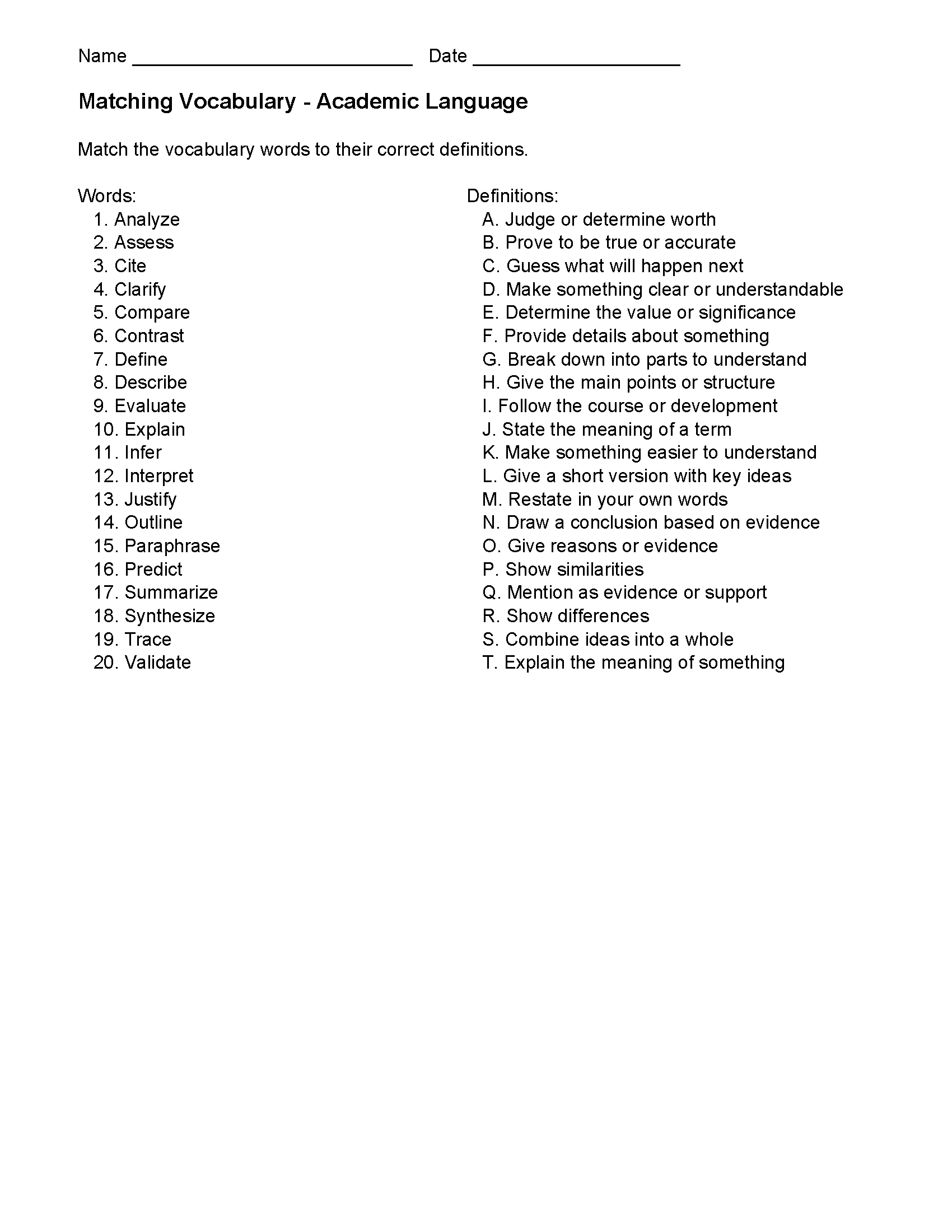 Vocabulary Worksheets Tenth Grade Vocabulary Worksheets