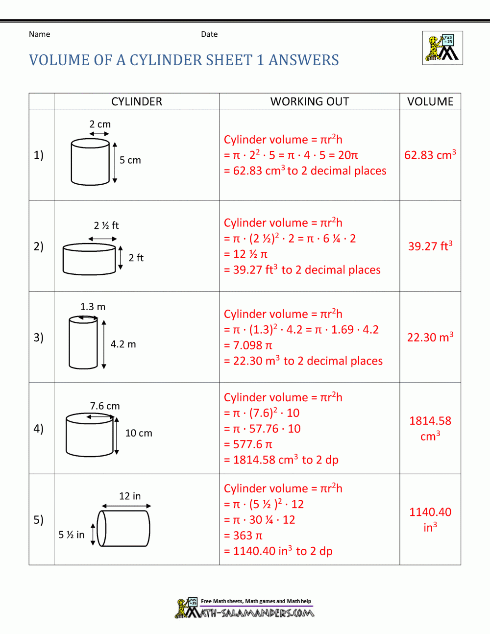 Volume Of A Cylinder Calculator