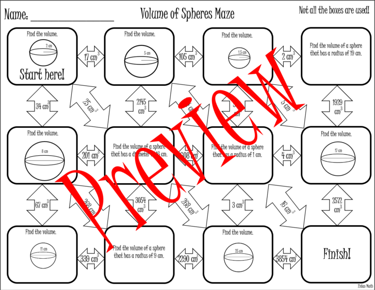 Volume Of Spheres Maze TEK 8 7A Made By Teachers