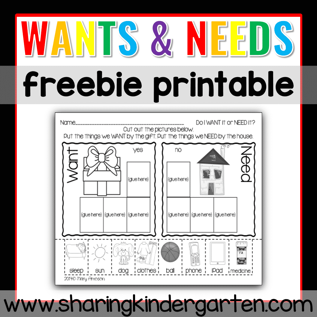 Wants And Needs Activities For Kindergarten