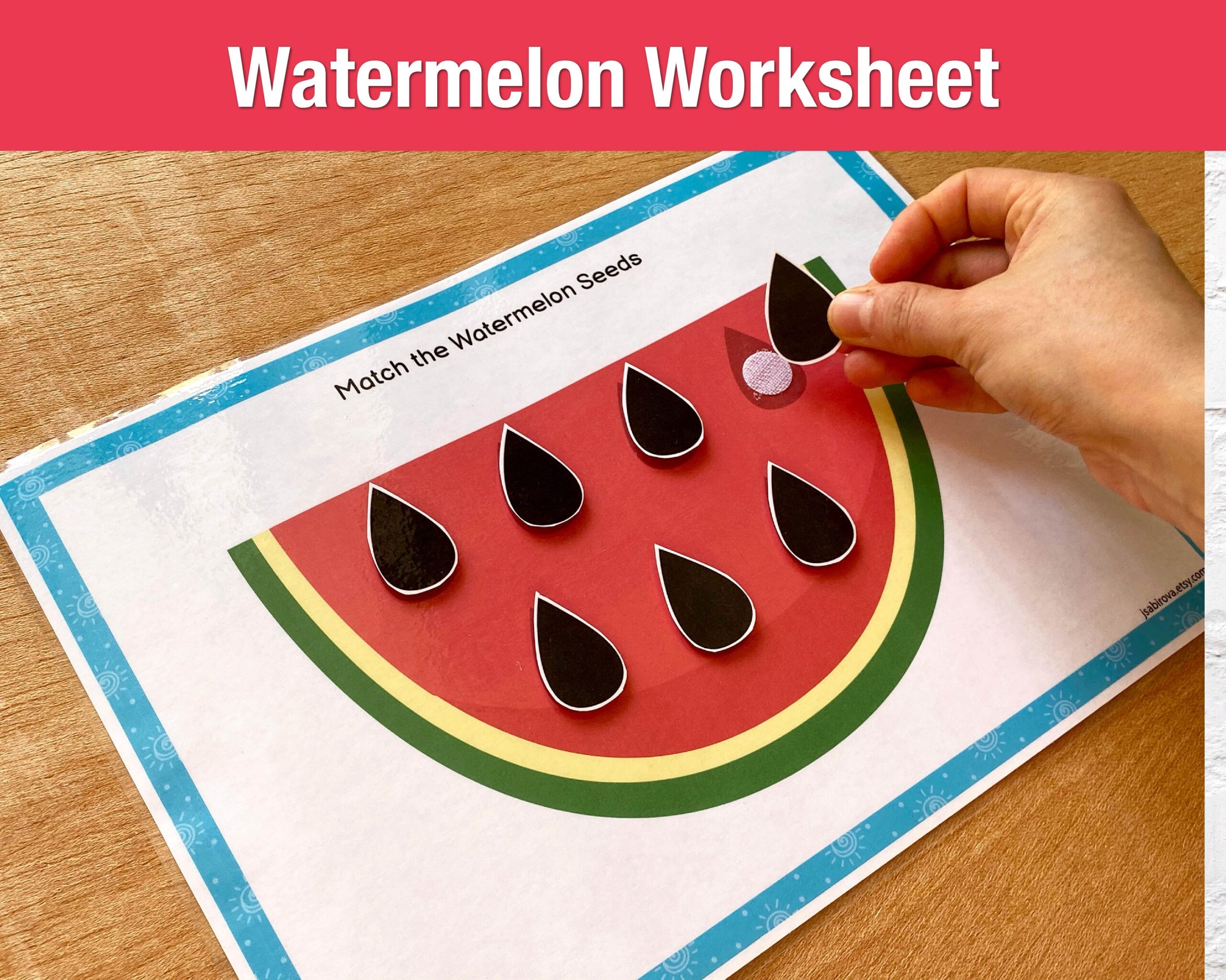 Watermelon Busy Book Page Watermelon Seeds Matching Worksheet For Toddlers Summer Learning Binder Page Quiet Book Home Printable Page Etsy Australia