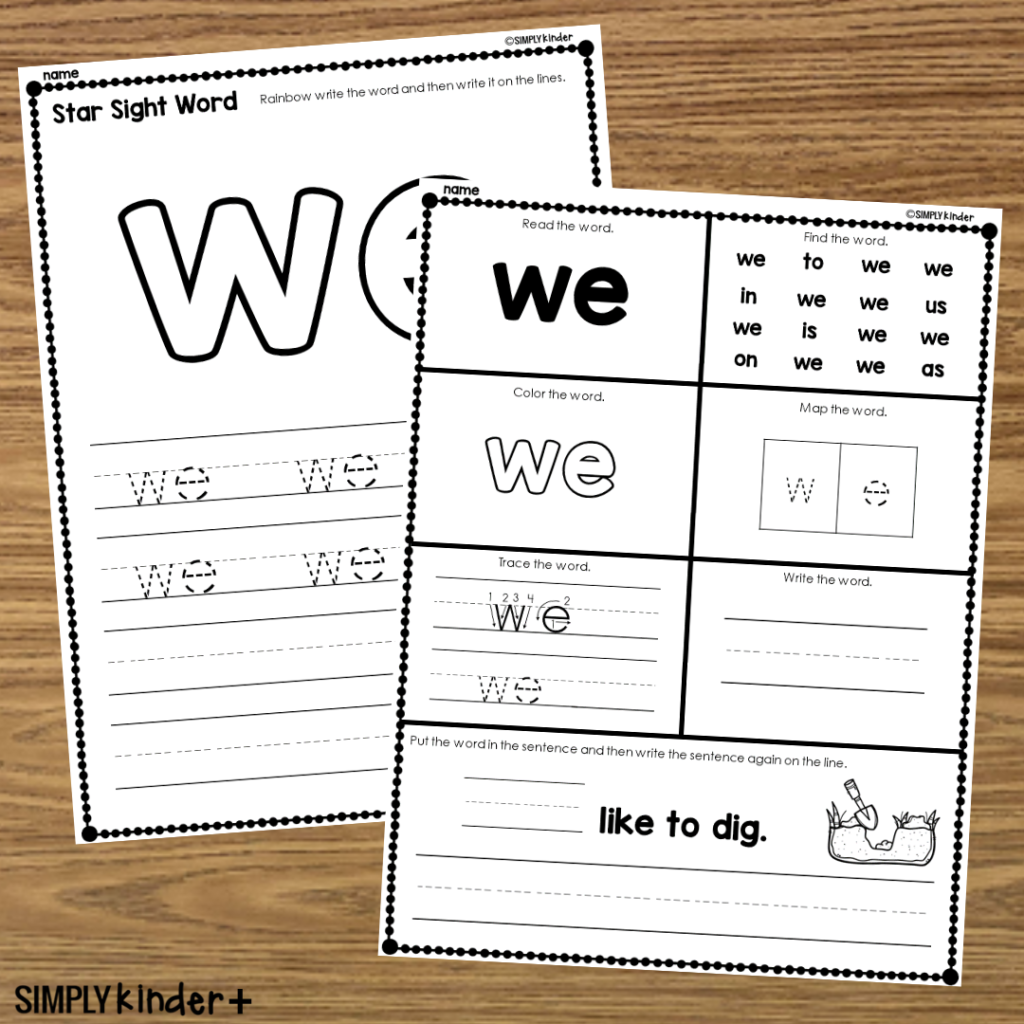 We Sight Word Printable Activities Simply Kinder Plus We Sight Word Printable Activities Simply Kinder Plus