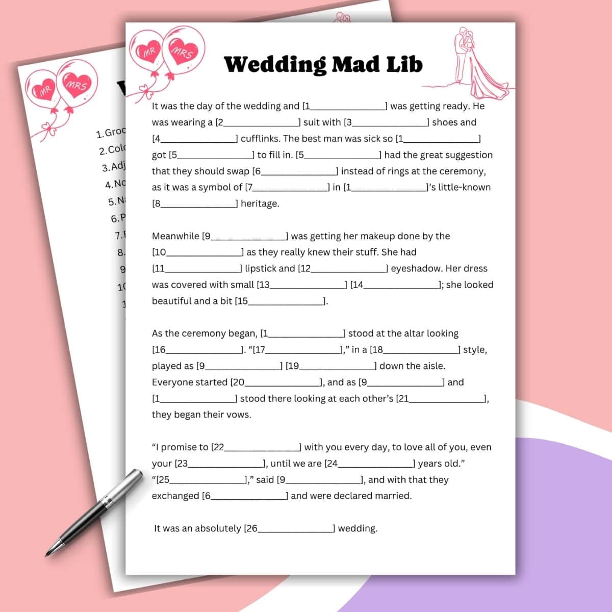 Wedding Mad Libs Style Story Free Printable Love Laugh Games Wedding Mad Libs Style Story Free Printable Love Laugh Games