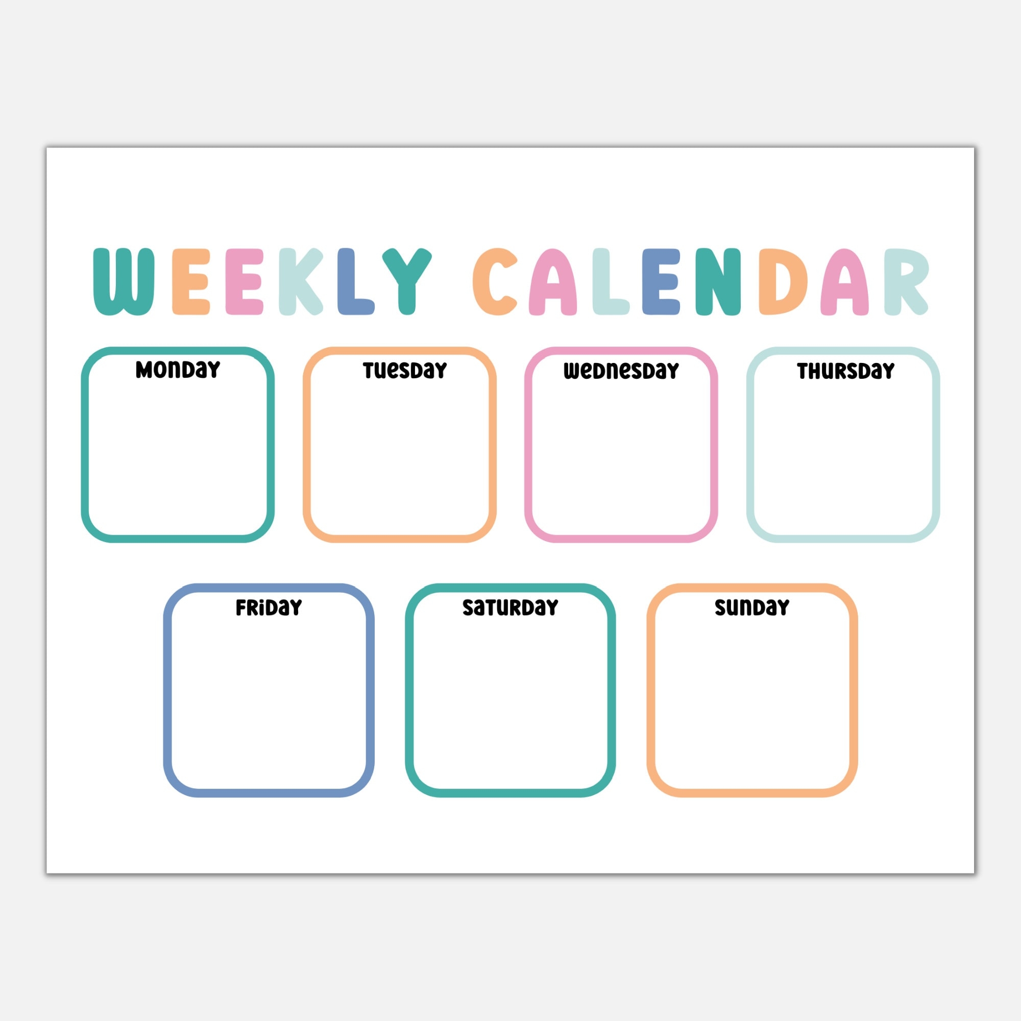 Weekly Calendar For Kids Preschool Printable Printable Planner Days Of The Week Planner Printable Calendar Montessori Printable