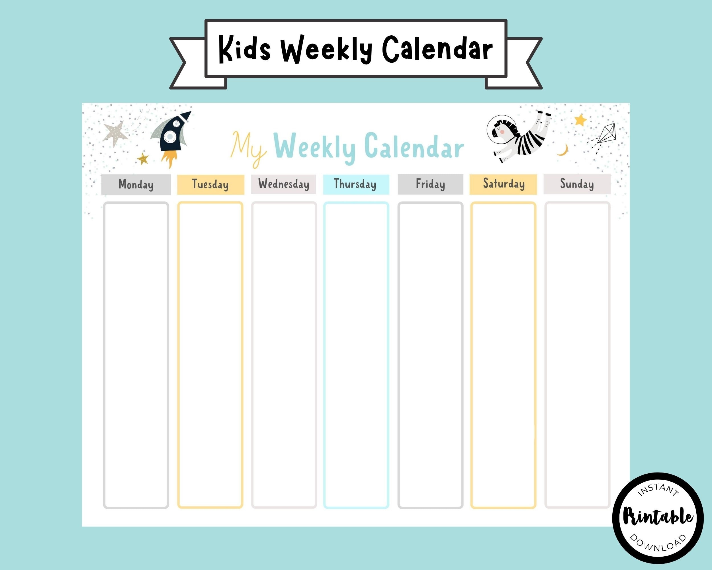 Preschool Weekly Calendar Printable