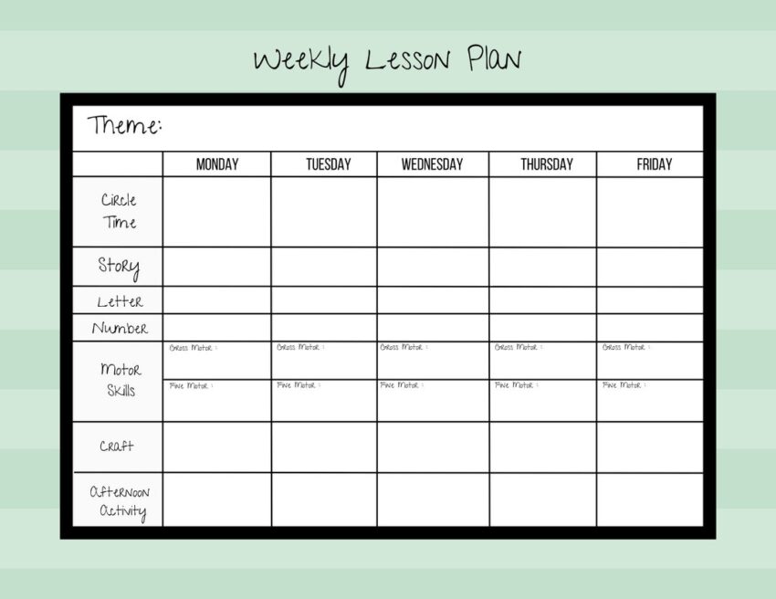 Weekly Lesson Plan For Pre k preschool kindergarten daycare PDF Instant Digital Download Printable Template Homeschool planner simple Etsy