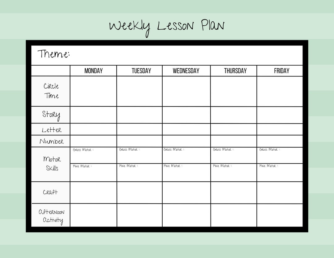 Weekly Lesson Plan For Pre k preschool kindergarten daycare PDF Instant Digital Download Printable Template Homeschool planner simple Etsy Weekly Lesson Plan For Pre k preschool kindergarten daycare PDF Instant Digital Download Printable Template Homeschool planner simple Etsy