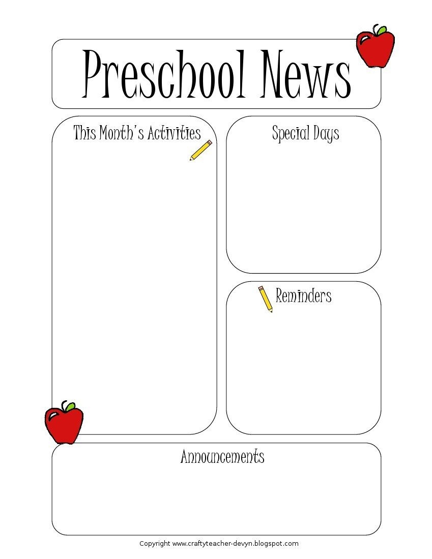 Printable Preschool Newsletter Template Printable Preschool Newsletter Template
