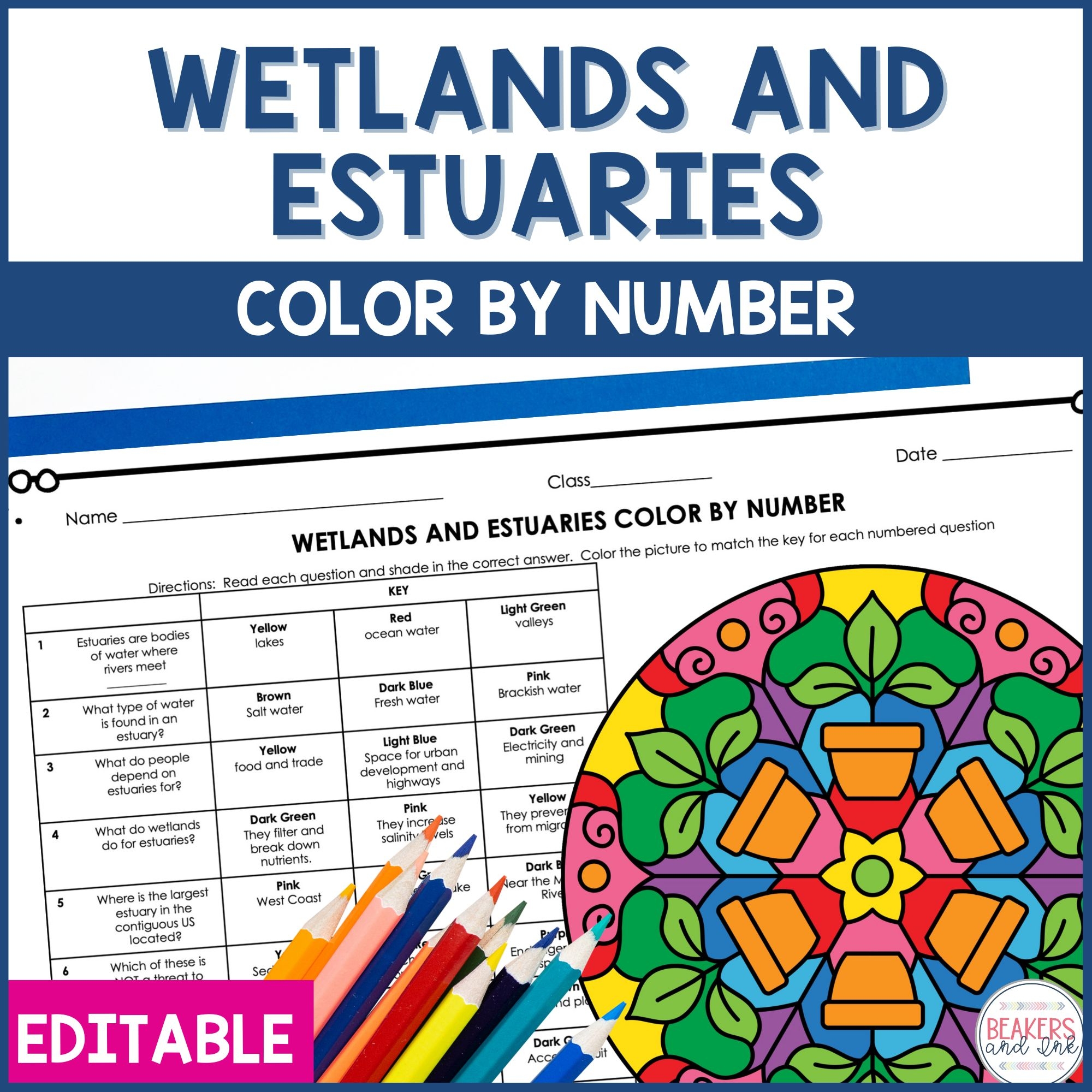 Wetlands And Estuaries Color By Number Worksheet Beakers And Ink Wetlands And Estuaries Color By Number Worksheet Beakers And Ink